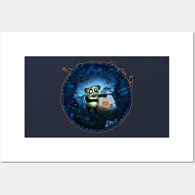 Zombie Panda Spooky Hollow Wall Art by brodyquixote